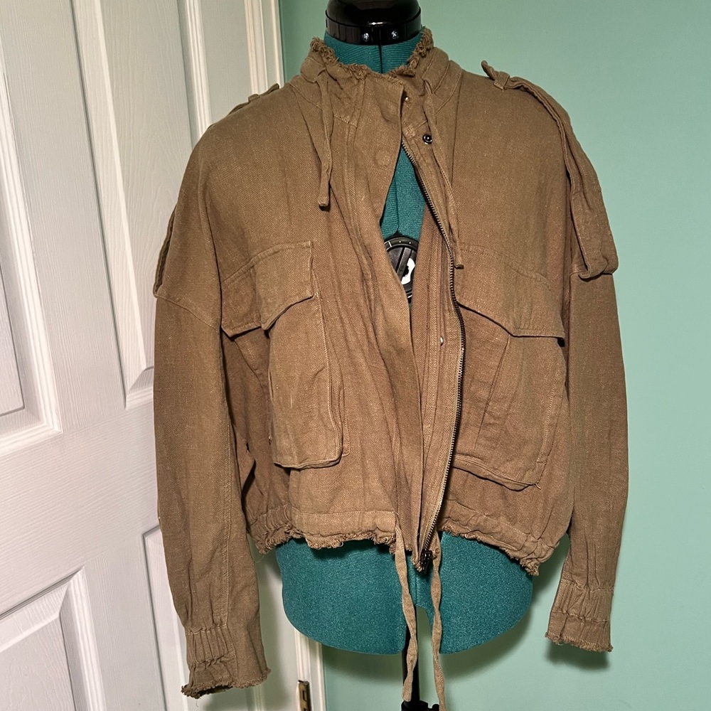 Olive Green Casual Jacket - Picture 2 of 6